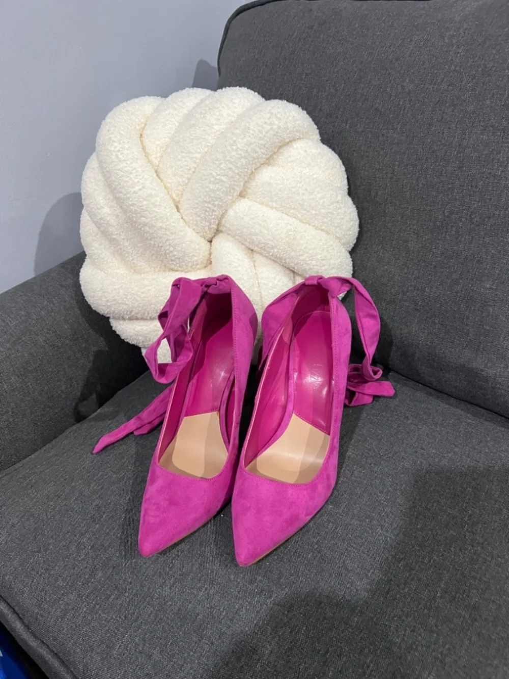 Hot pink suede heels